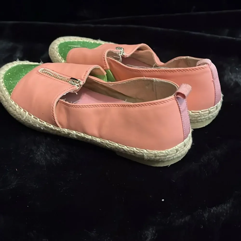 Pink and Green Slip-On Espadrilles
